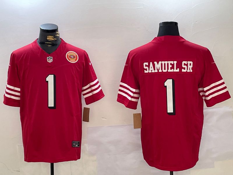 Men San Francisco 49ers 1 Samuel sr Red Three generations 2024 Nike Vapor Limited NFL Jersey style 8